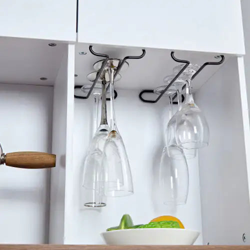 Wine Cabinet Coffee Bar with 3 Outlets & 2 USB Ports White